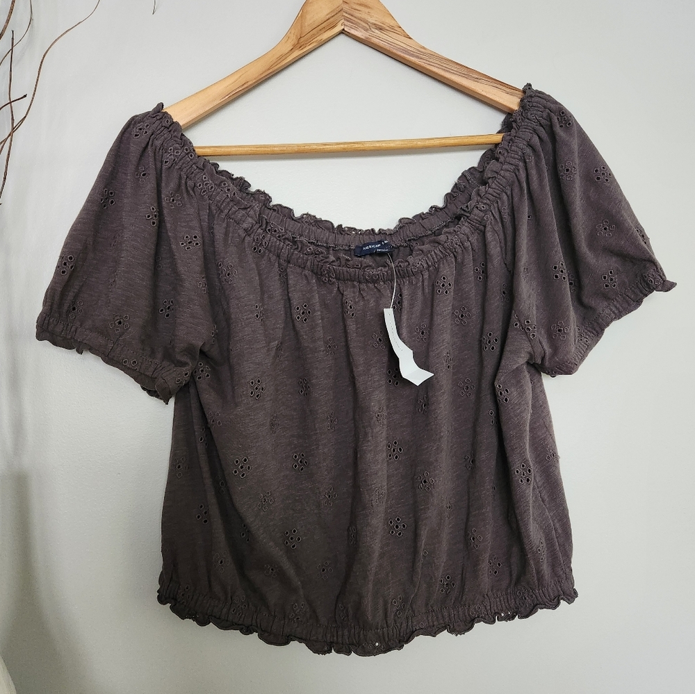 NWT- American Eagle brown off the sholder top New With Tags